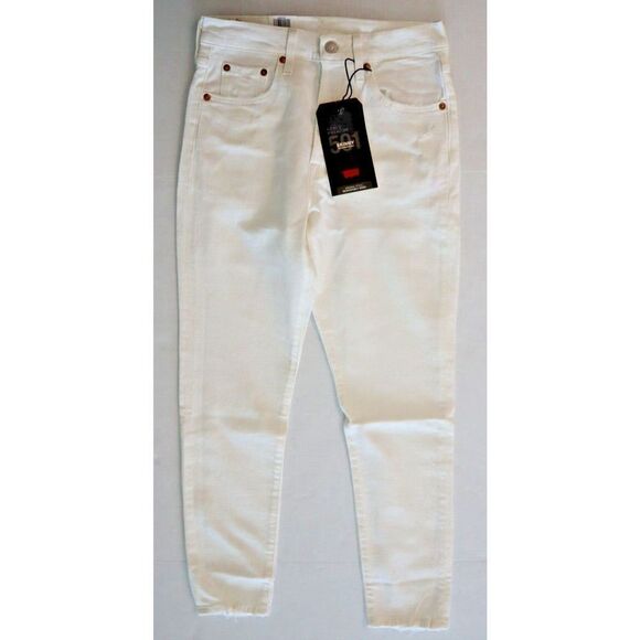 Levi's 501 Women's Sz 25x28 Cloud Over White Skinny High Rise Denim Jeans $90 - Picture 1 of 10